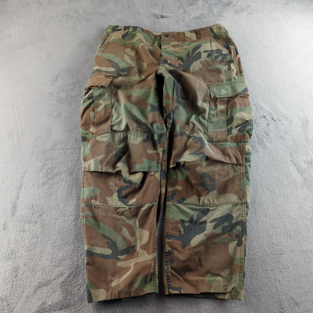 Vintage 90s US Military Pants Mens Large Short Woodland Camo BDU Combat Cargo